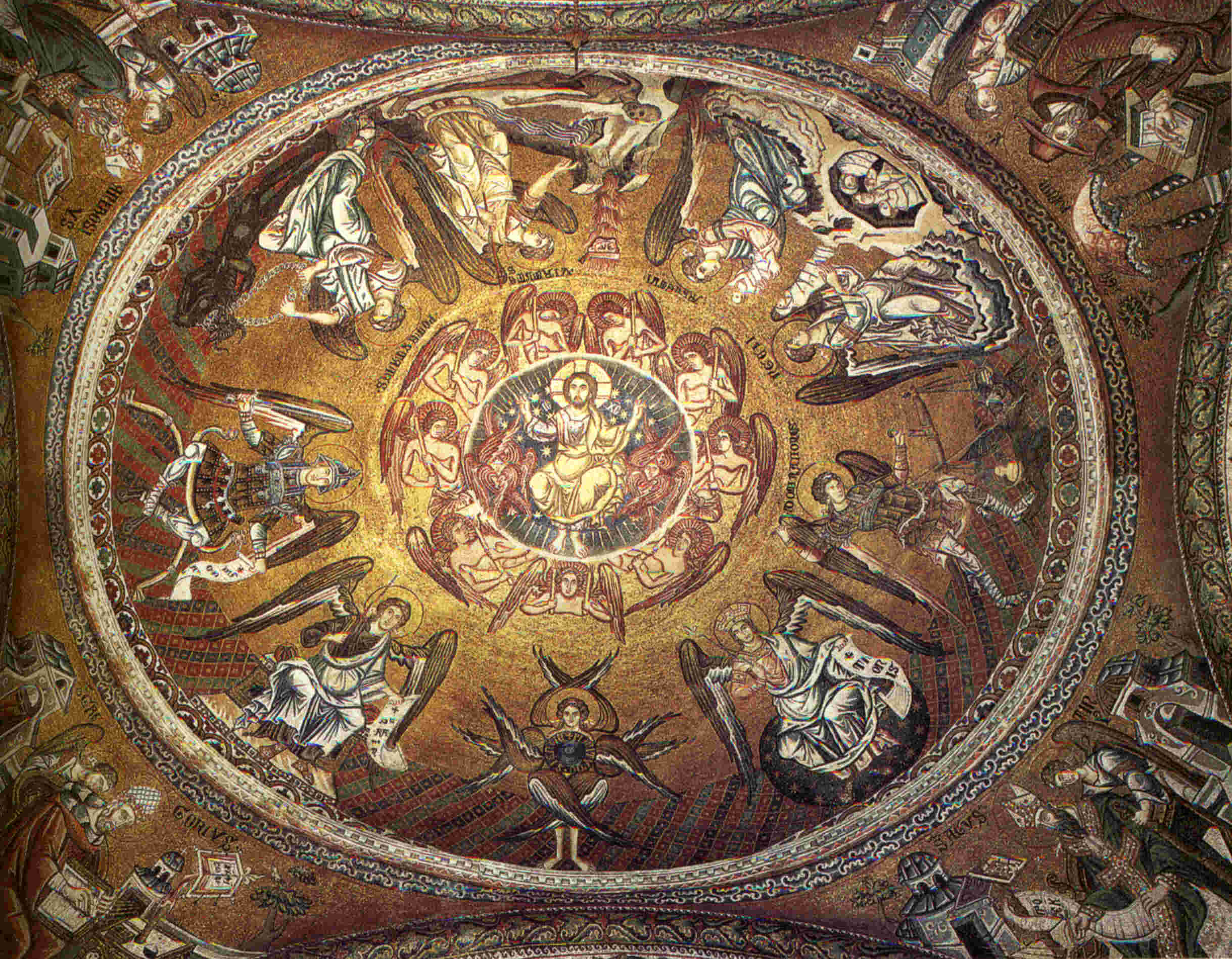 The Nine Choirs of Angels, Byzantine dome mosaic in the Baptistery of the Basilica di San Marco (Venice).