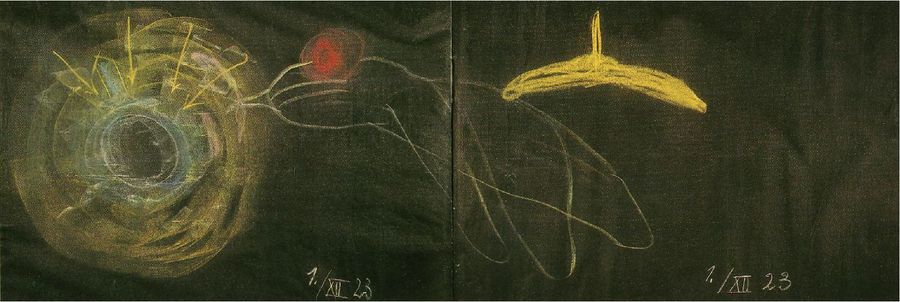 The primordial protein atmosphere and the formation of plants and animals; blackboard drawing from GA 232, Dornach, 1 December 1923 (Fifth Lecture)